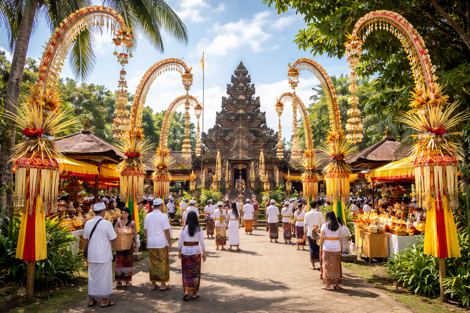 Warna-warni Penjor Percantik Area Pura Dalem Sakenan Serangan